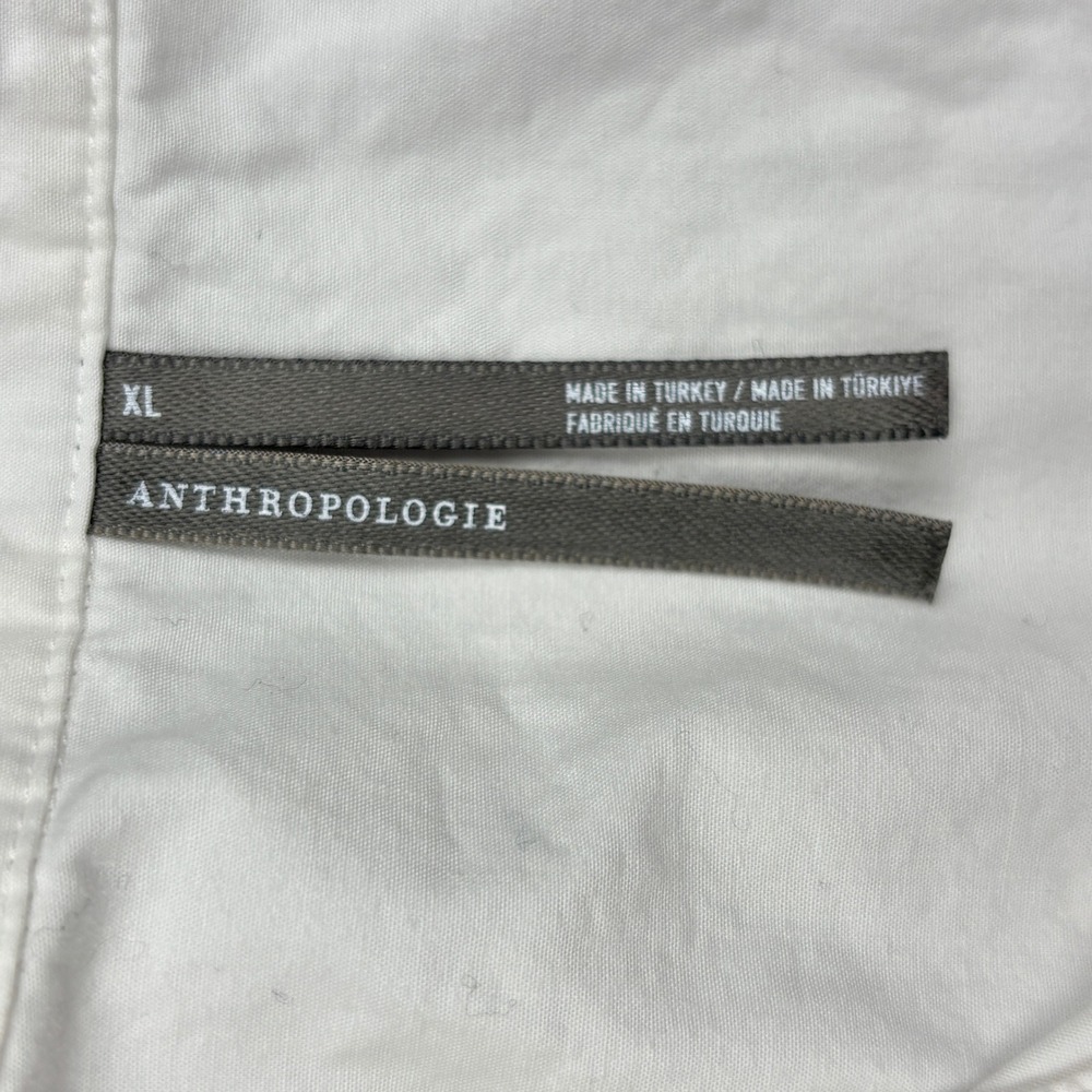 Anthropologie Shirt Womens XL White Cotton Poplin Short Sleeve Trapeze Swing Top - Picture 5 of 7